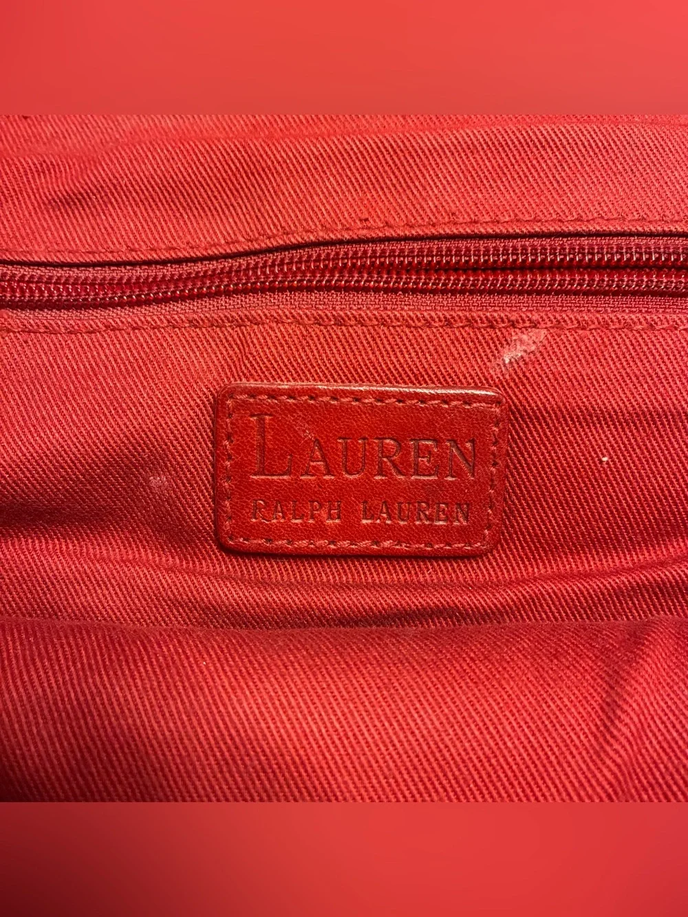 Ralph Lauren Red Leather Flap Shoulder Bag